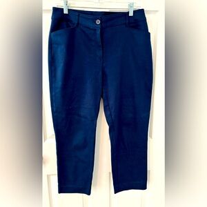 Chico’s Navy Straight Leg Trousers, Perfect Stretch, Size 6-8